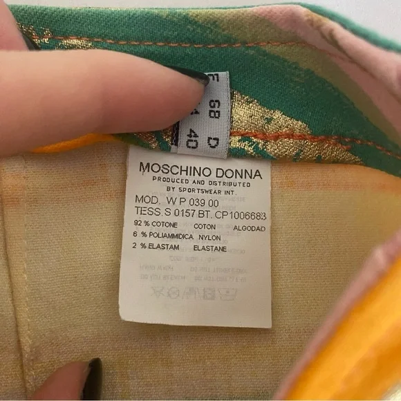 Moschino | Women's Y2K 2000s Colorful Stripe Metallic Capri Pants Size US 10 - Picture 7 of 7